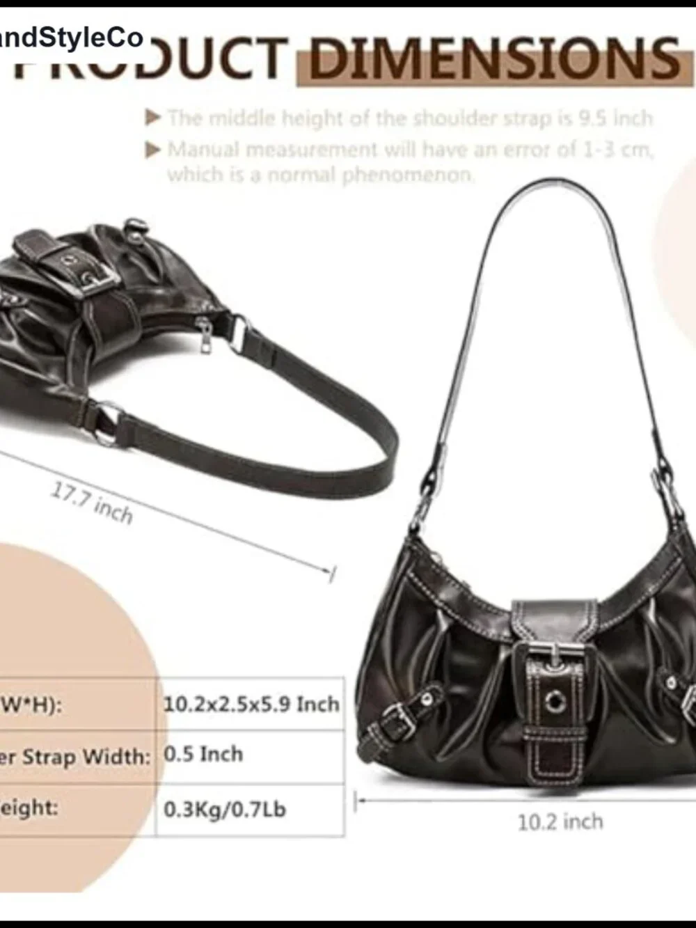 Y2K Faux Leather Hobo Purse for Women Top Handle Shoulder Bag Punk Clutch